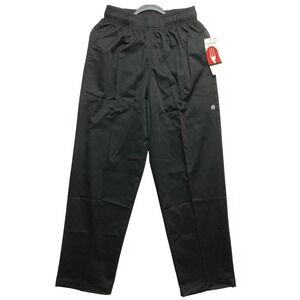 Chef Works Baggy Chef Pants Mens Small Black Elastic Waist Essential NWT